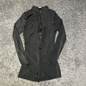 Spirit Halloween Black Romper Womens Large Front Zip Long Sleeve Shorts